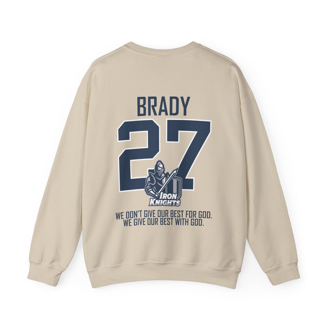 Iron Knights Adult Unisex Crewneck Sweatshirt w/Name, Number & Bible Verse - All White or Blue Design
