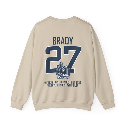 Iron Knights Basic Adult Unisex Crewneck Sweatshirt w/Name, Number & Bible Verse - All White or Blue Design