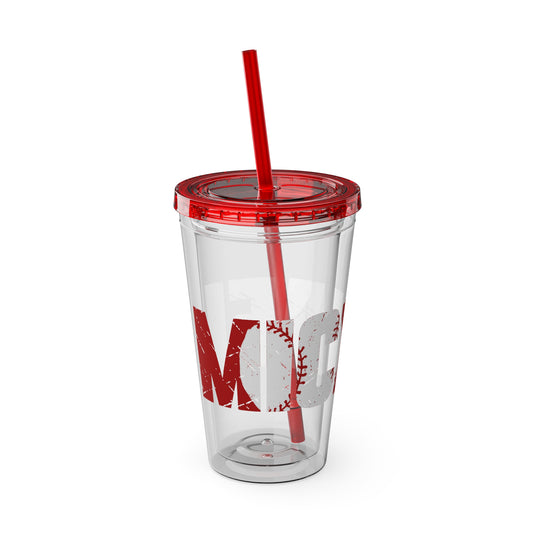 Baseball 16 oz Sunsplash Tumbler with Straw w/Custom Name