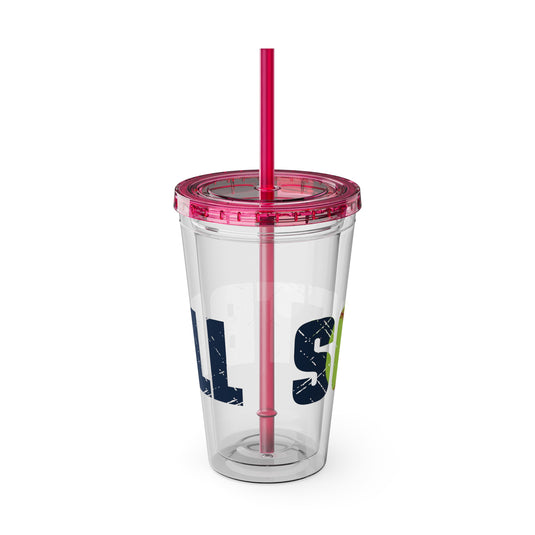 Softball 16 oz Sunsplash Tumbler with Straw