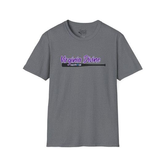 Virginia Divine Sports Unisex Adult Basic T-Shirt - Softball Pattern Design w/Name & Number on back
