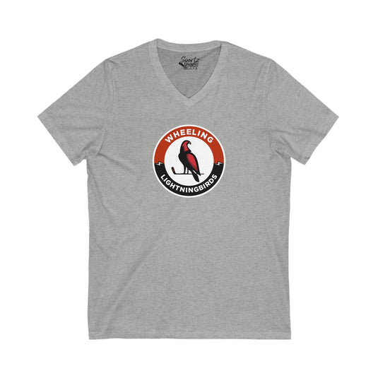 Wheeling Lightningbirds Unisex Adult Women's V-Neck T-Shirt