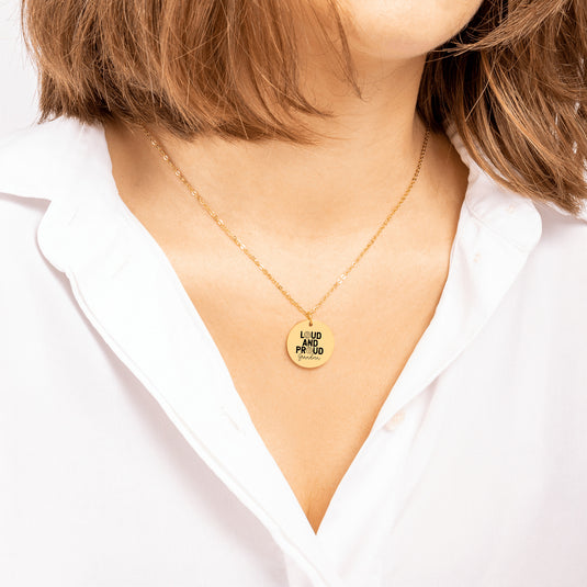 Loud and Proud Grandma Volleyball Coin Necklace