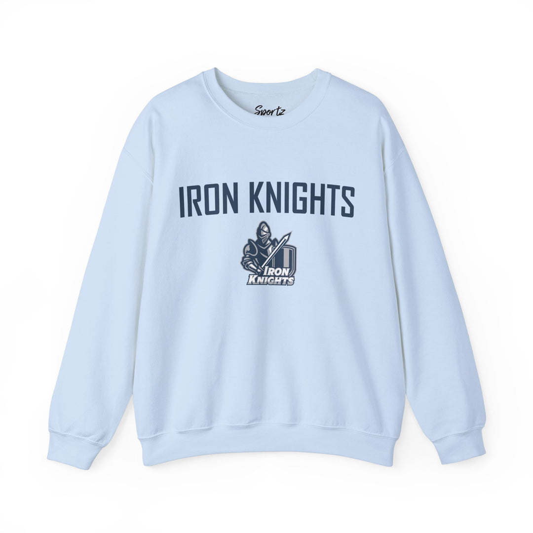 Iron Knights Adult Unisex Crewneck Sweatshirt w/Name, Number & Bible Verse - All White or Blue Design