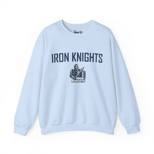 Iron Knights Basic Adult Unisex Crewneck Sweatshirt w/Name, Number & Bible Verse - All White or Blue Design