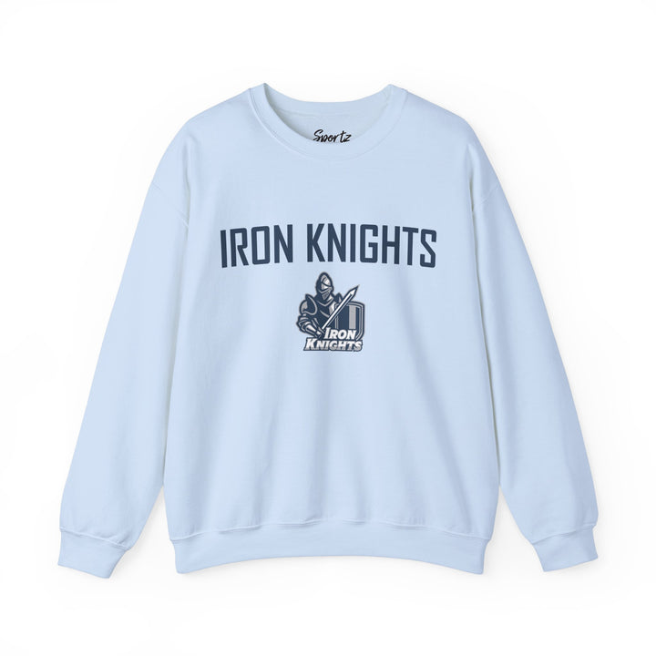 Iron Knights Adult Unisex Crewneck Sweatshirt w/Name, Number & Bible Verse - All White or Blue Design
