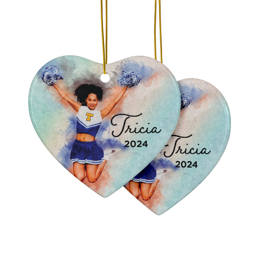 Custom Picture Ceramic Ornament - Watercolor Effect