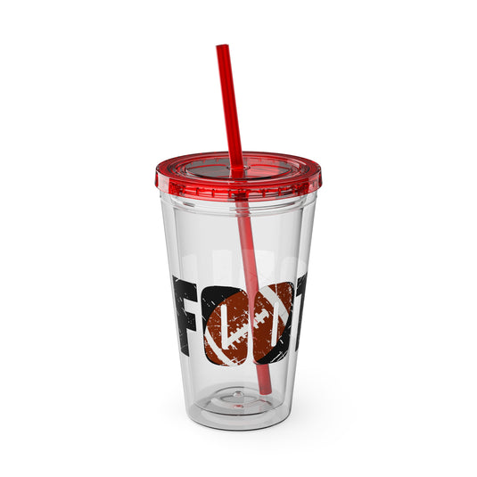 Football 16 oz Sunsplash Tumbler with Straw