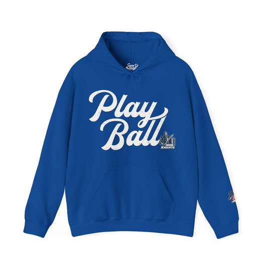 Iron Knights Play Ball Baseball Adult Unisex Basic Hooded Sweatshirt w/Knight Logo