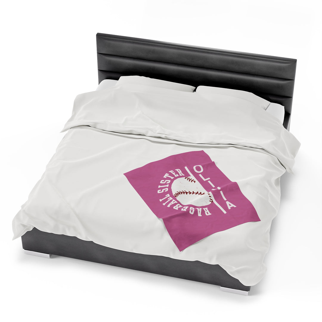 Baseball Plush Blanket - Baseball Sister w/Custom Name