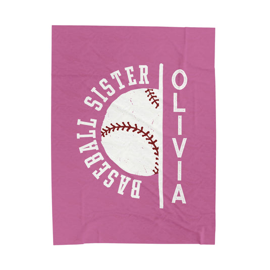 Baseball Plush Blanket - Baseball Sister w/Custom Name