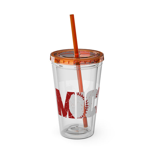 Baseball 16 oz Sunsplash Tumbler with Straw w/Custom Name