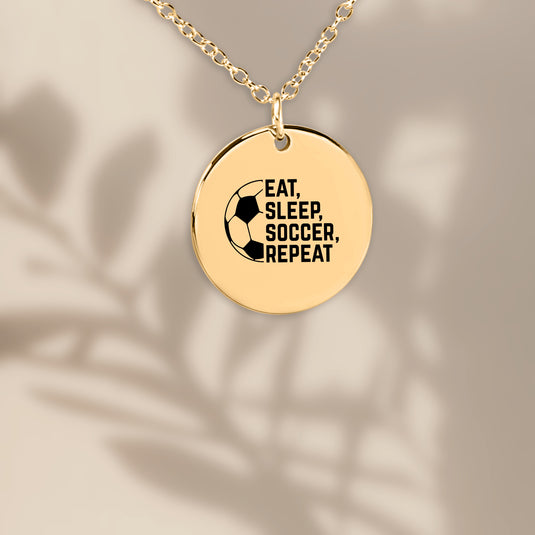 Eat Sleep Soccer Repeat Coin Necklace