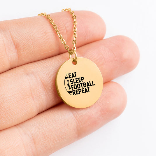 Eat Sleep Football Repeat Coin Necklace