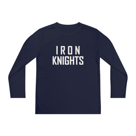 Iron Knights Youth Long Sleeve Competitor Moisture Wicking Tee w/Stacked Text Only