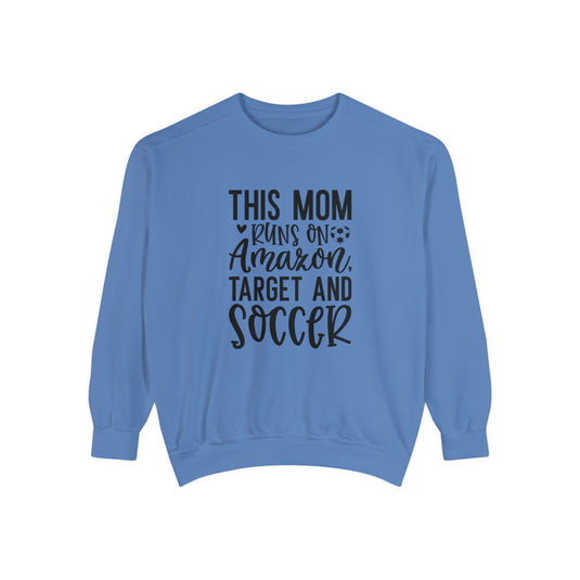 This Mom Runs on Amazon Soccer Adult Unisex Premium Crewneck Sweatshirt