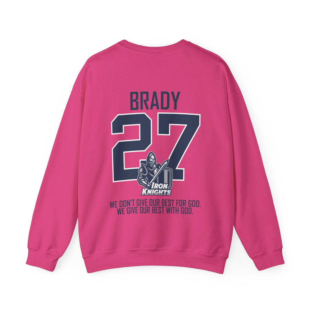 Iron Knights Adult Unisex Crewneck Sweatshirt w/Name, Number & Bible Verse - All White or Blue Design