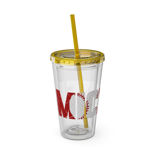 Baseball 16 oz Sunsplash Tumbler with Straw w/Custom Name