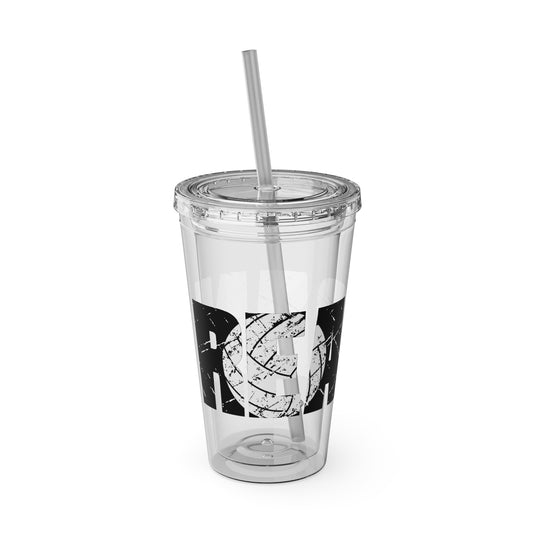 Volleyball 16 oz Sunsplash Tumbler with Straw w/Custom Name