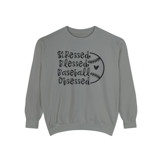 Stressed Blessed Baseball Obsessed Adult Unisex Premium Crewneck Sweatshirt