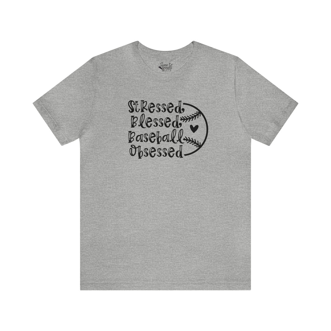 Stressed Blessed Baseball Obsessed Adult Unisex Mid-Level T-Shirt