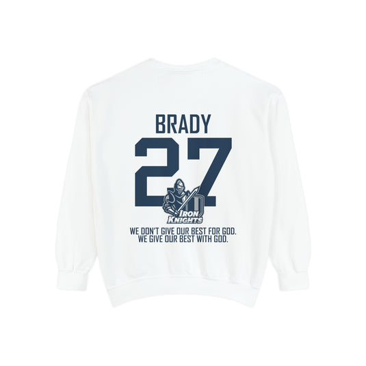 Iron Knights Premium Adult Unisex Crewneck Sweatshirt w/Name, Number & Bible Verse - All White or Blue Design