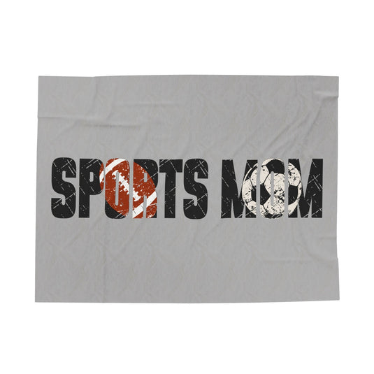 Sports Mom w/Football & Soccer Ball Plush Blanket