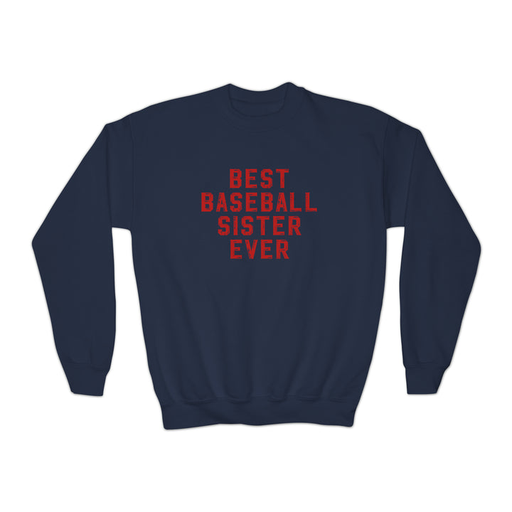 Best Baseball Sister Ever Youth Crewneck Sweatshirt