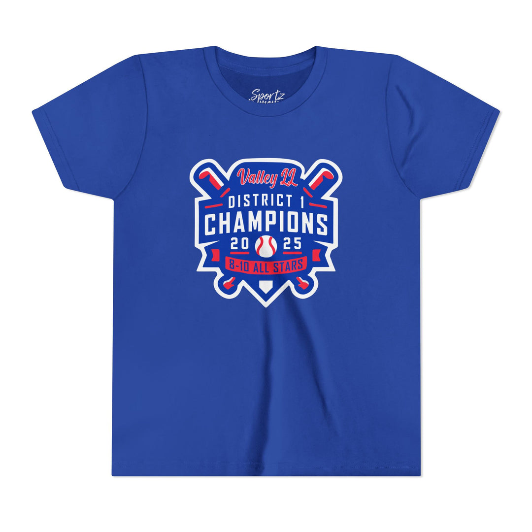 Valley Little League Baseball Unisex Youth Mid-Level T-Shirt - District Champions
