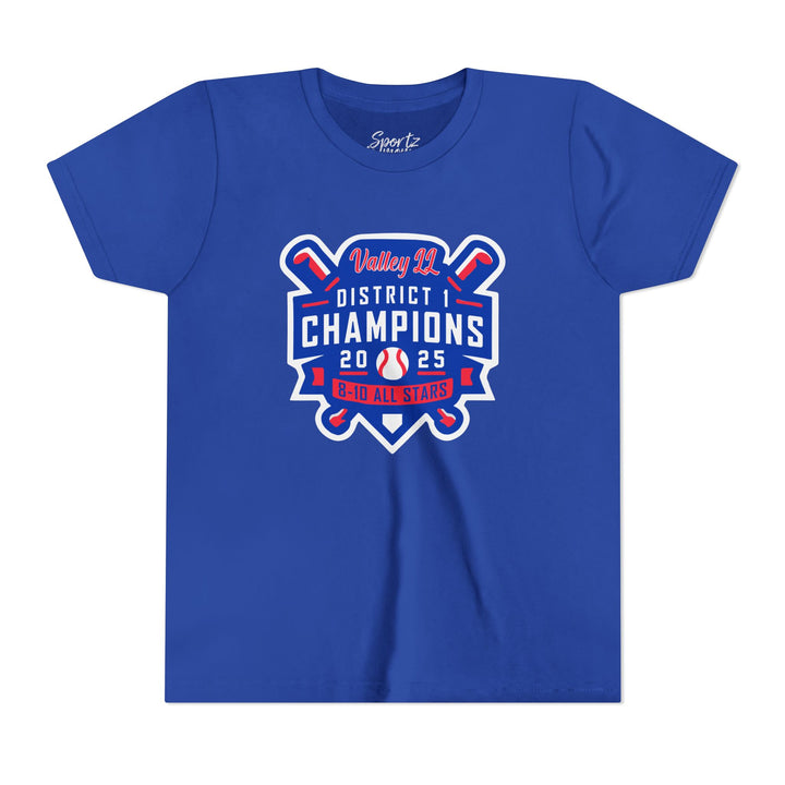 Valley Little League Baseball Unisex Youth Mid-Level T-Shirt - District Champions
