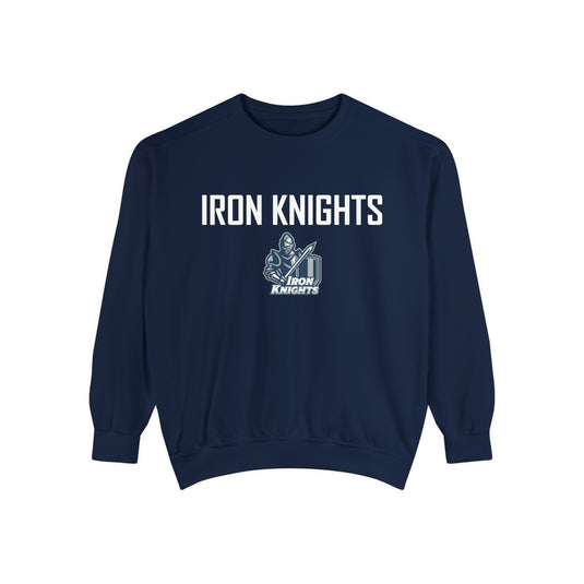 Iron Knights Premium Adult Unisex Crewneck Sweatshirt w/Name, Number & Bible Verse - All White or Blue Design