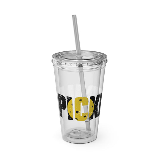 Pickleball 16 oz Sunsplash Tumbler with Straw