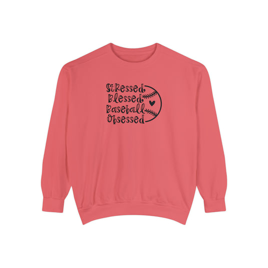 Stressed Blessed Baseball Obsessed Adult Unisex Premium Crewneck Sweatshirt