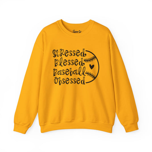 Stressed Blessed Baseball Obsessed Adult Unisex Basic Crewneck Sweatshirt