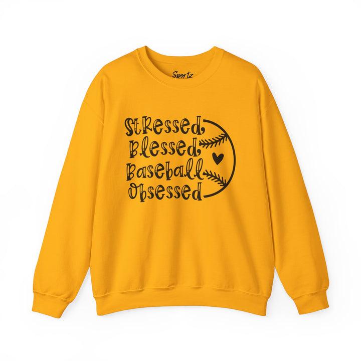 Stressed Blessed Baseball Obsessed Adult Unisex Crewneck Sweatshirt