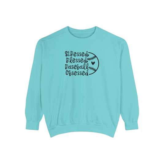 Stressed Blessed Baseball Obsessed Adult Unisex Premium Crewneck Sweatshirt