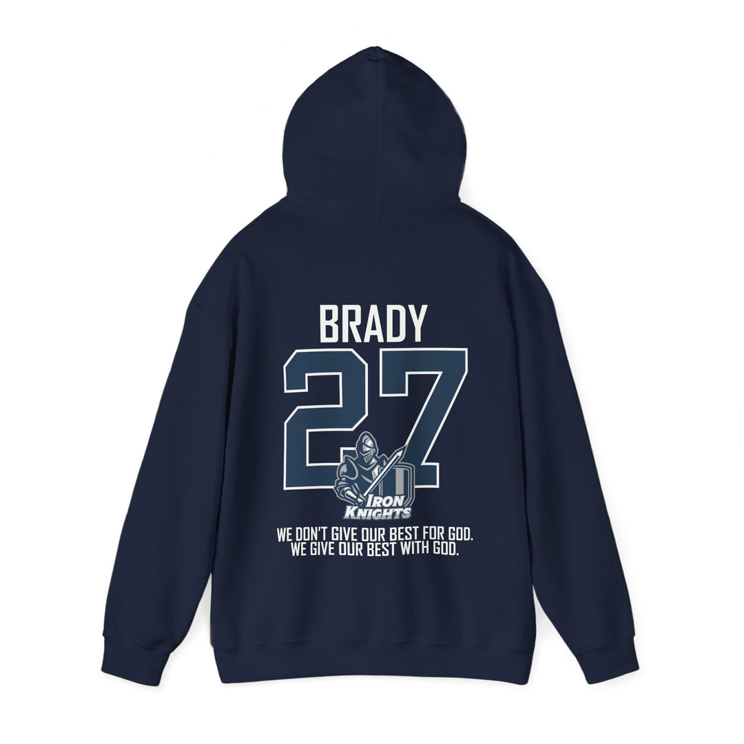 Iron Knights Adult Unisex Hooded Sweatshirt w/Knight Design, Name & Number on back