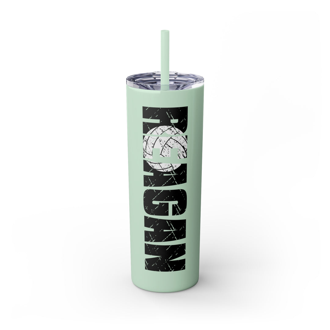 Volleyball 20oz Skinny Tumbler with Straw w/Custom Name