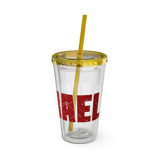 Baseball 16 oz Sunsplash Tumbler with Straw w/Custom Name