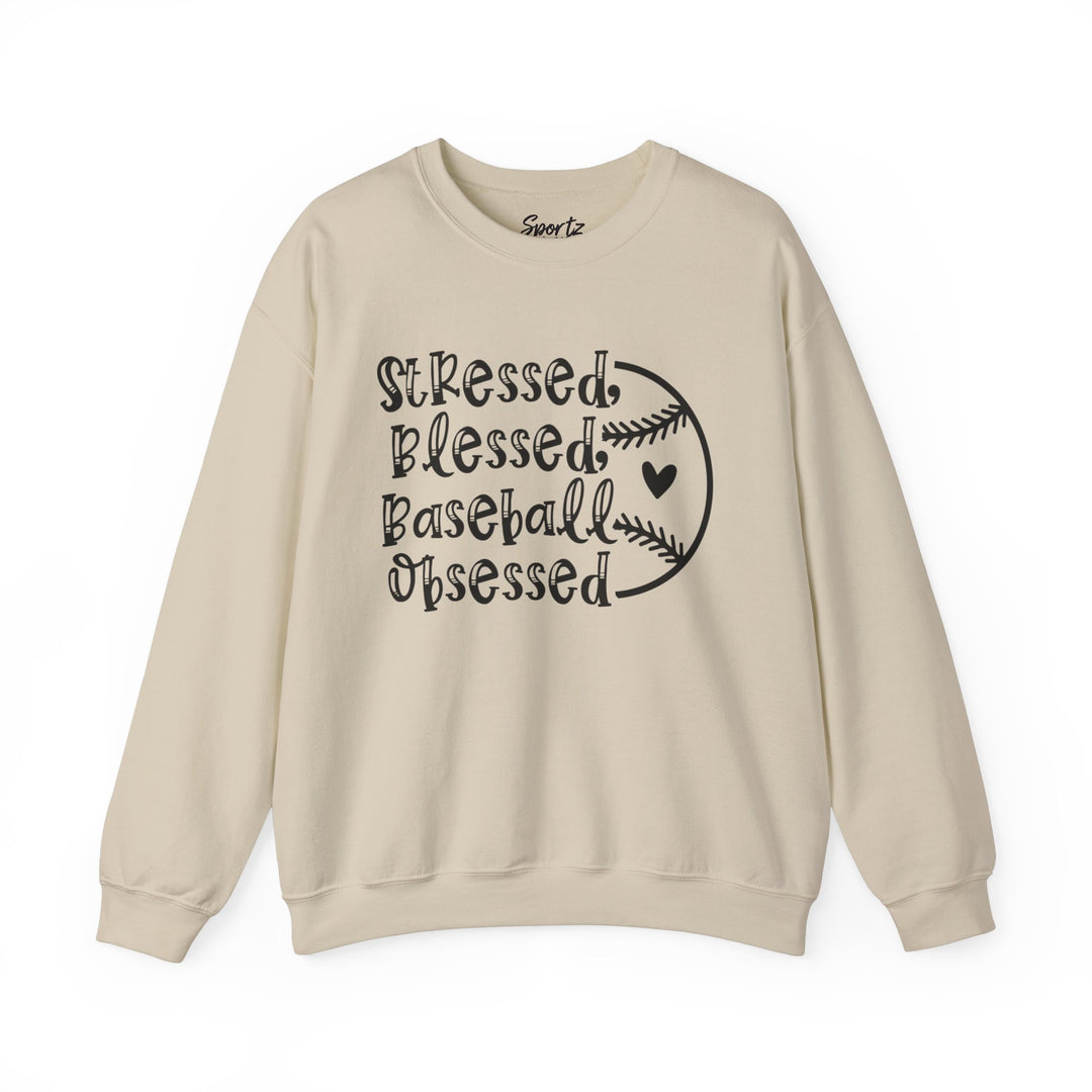 Stressed Blessed Baseball Obsessed Adult Unisex Crewneck Sweatshirt