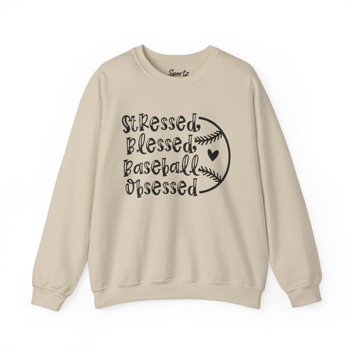 Stressed Blessed Baseball Obsessed Adult Unisex Crewneck Sweatshirt