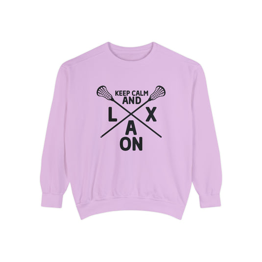 Keep Calm and LAX On Lacrosse Adult Unisex Premium Crewneck Sweatshirt