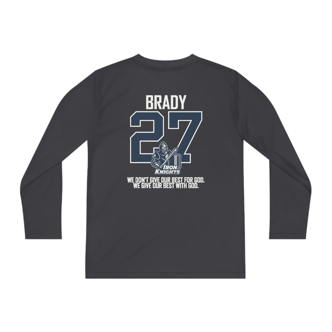 Iron Knights Youth Long Sleeve Competitor Moisture Wicking Tee W/Knight Design, Name & Number