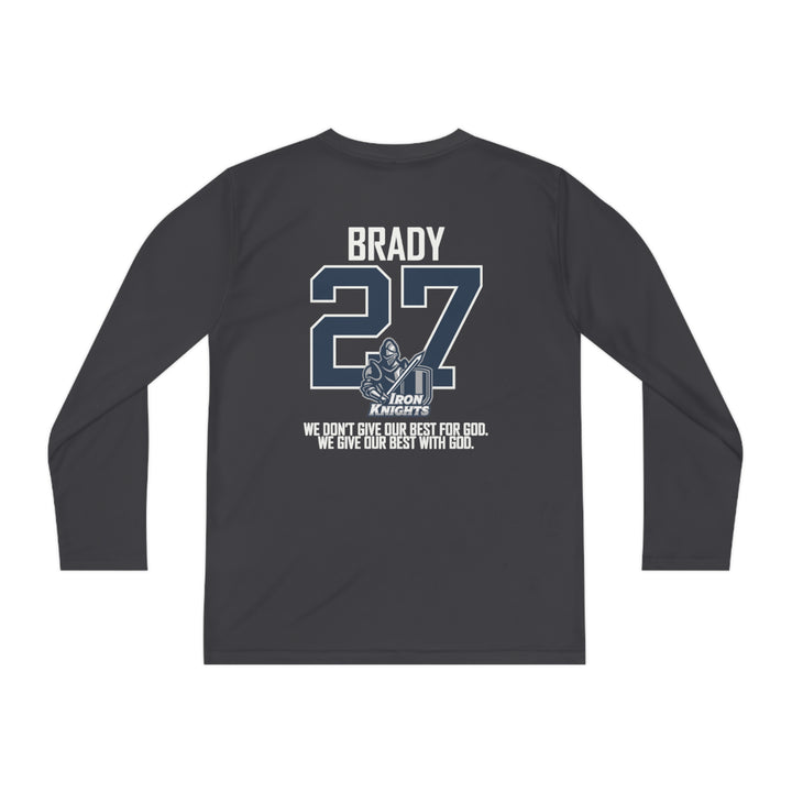 Iron Knights Youth Long Sleeve Competitor Moisture Wicking Tee W/Knight Design, Name & Number