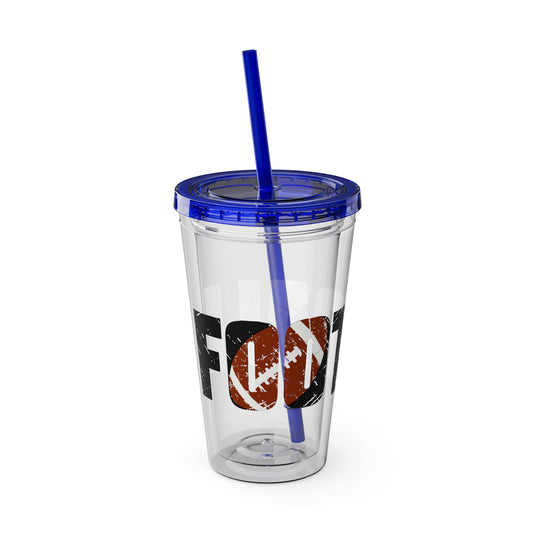 Football 16 oz Sunsplash Tumbler with Straw