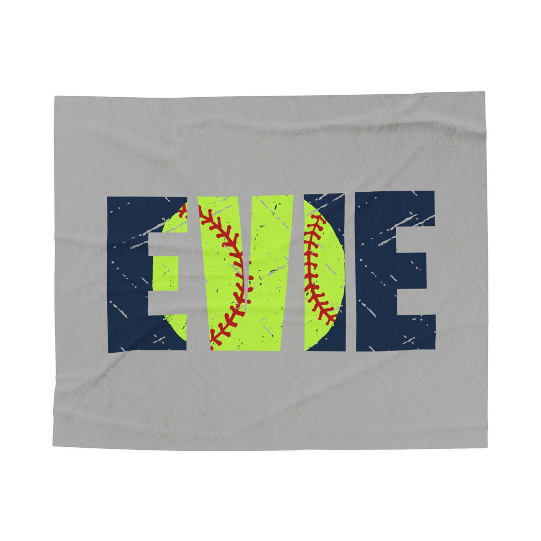 Softball Plush Blanket w/Custom Name