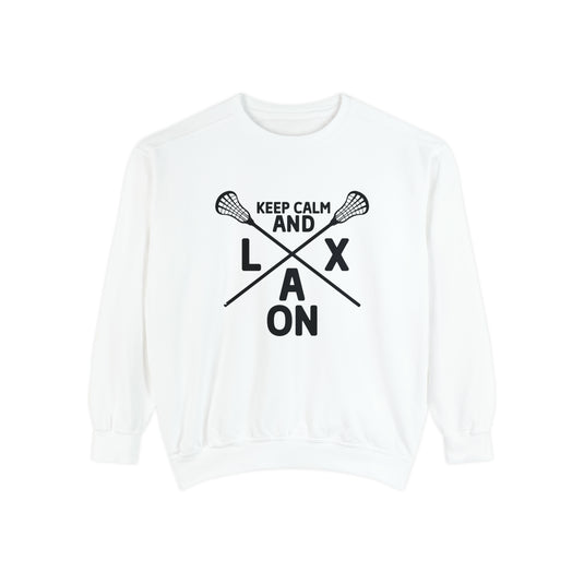 Keep Calm and LAX On Lacrosse Adult Unisex Premium Crewneck Sweatshirt