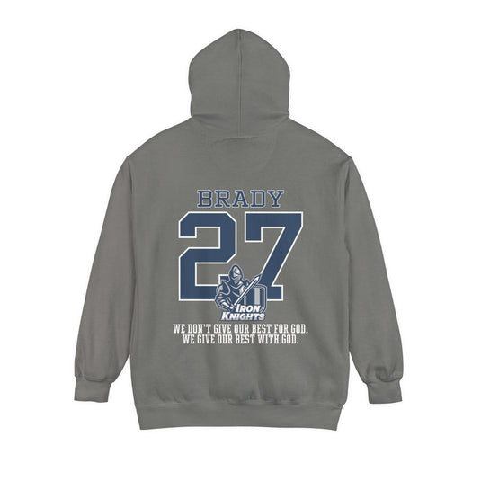 Iron Knights Premium Adult Unisex Hooded Sweatshirt W/Name, Number & Bible Verse - Block Design