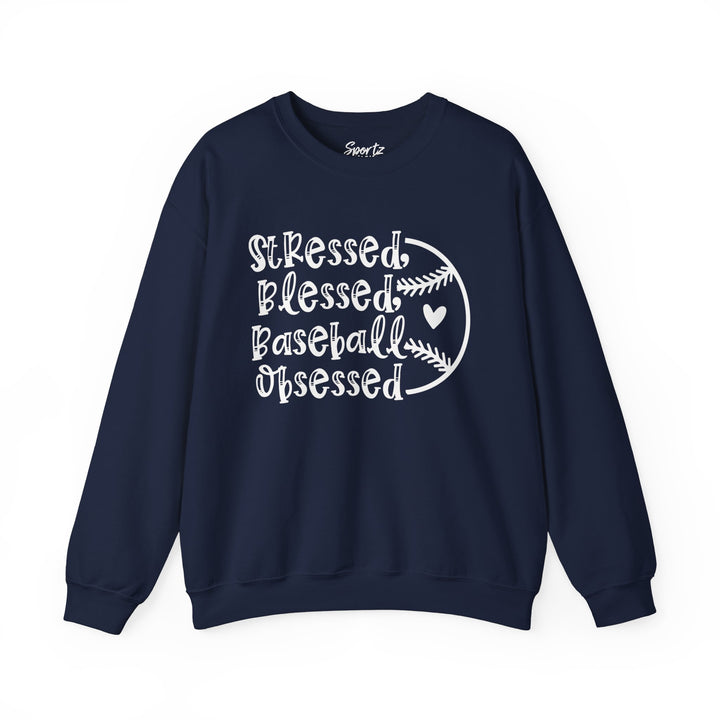Stressed Blessed Baseball Obsessed Adult Unisex Crewneck Sweatshirt