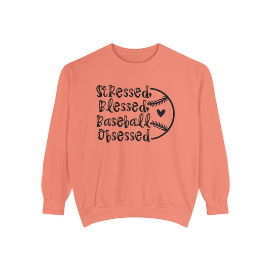 Stressed Blessed Baseball Obsessed Adult Unisex Premium Crewneck Sweatshirt